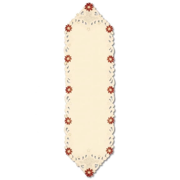 Heritage Lace 31420695 15 x 52 in. Noel Glow Decorative Embroidered Floral Christmas Table Runner