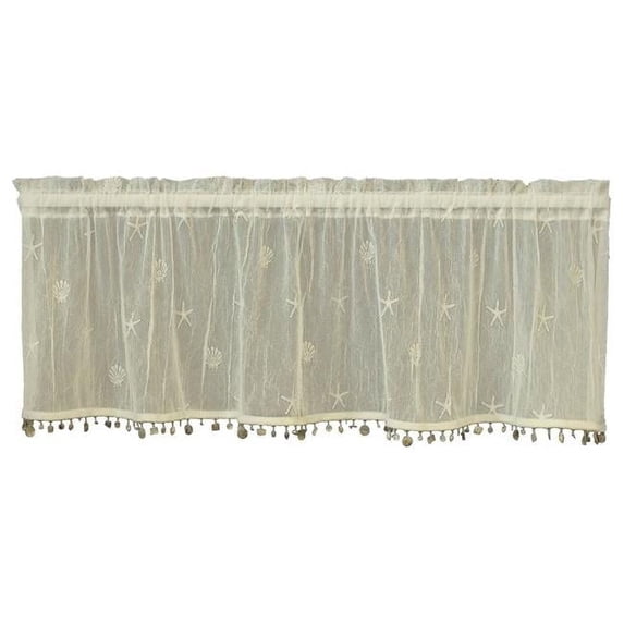Heritage Lace 45 x 15 in. Sand Shell Valance with Shell Trim, Ecru