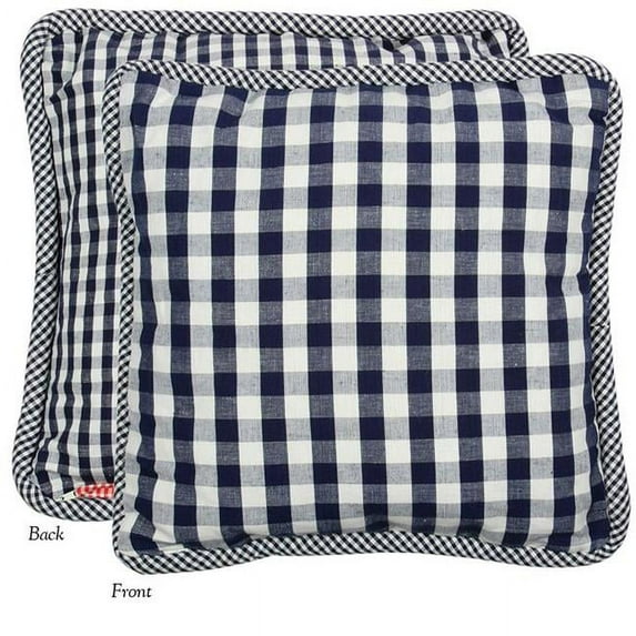 Heritage Lace 50.040.012 20 x 20 in. At Home with Marieke Double Check Pillow Cover, Blue
