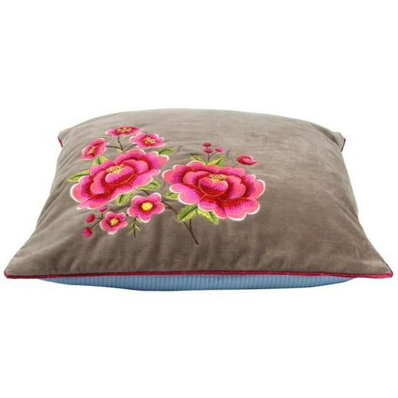 Heritage Lace 51.040.087 20 x 20 in. Pip Studio Multi Flower Pillow Cover, Khaki
