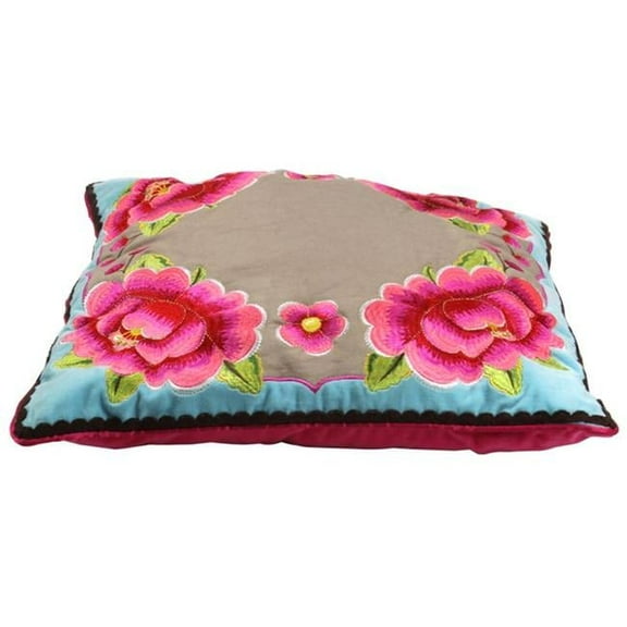 Heritage Lace 51.040.096 18 x 18 in. Pip Studio Four Flowers Pillow Cover, Khaki