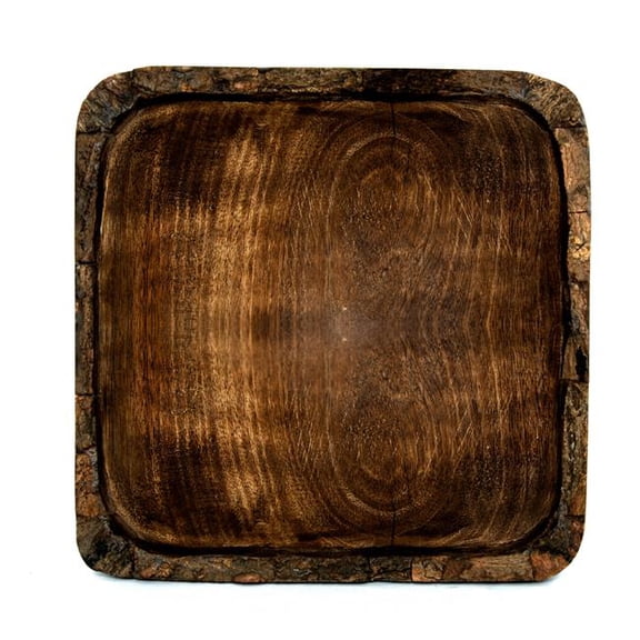 Heritage Lace BK-001 6 x 6 x 1.5 in. Artisan Wood Square Bowl, Brown