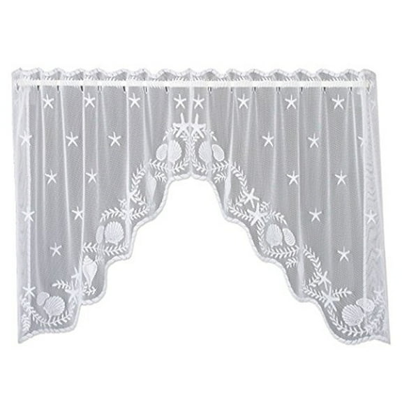 Heritage Lace 6400WS-36PR White 72'X36' Tidepool Swag Pair