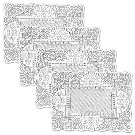 Heritage Lace CC-1419W-S 14 x 19 in. Canterbury Classic Placemat - White - Set of 4