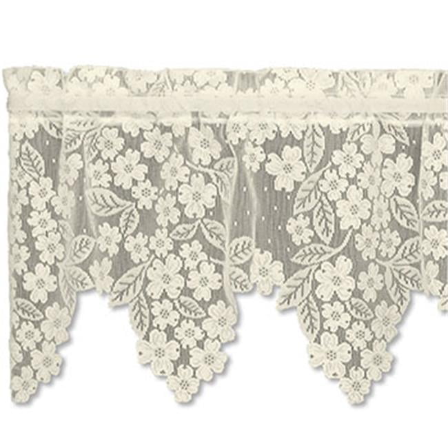 Heritage Lace Dogwood 55Inch by 18Inch Drop White Valance