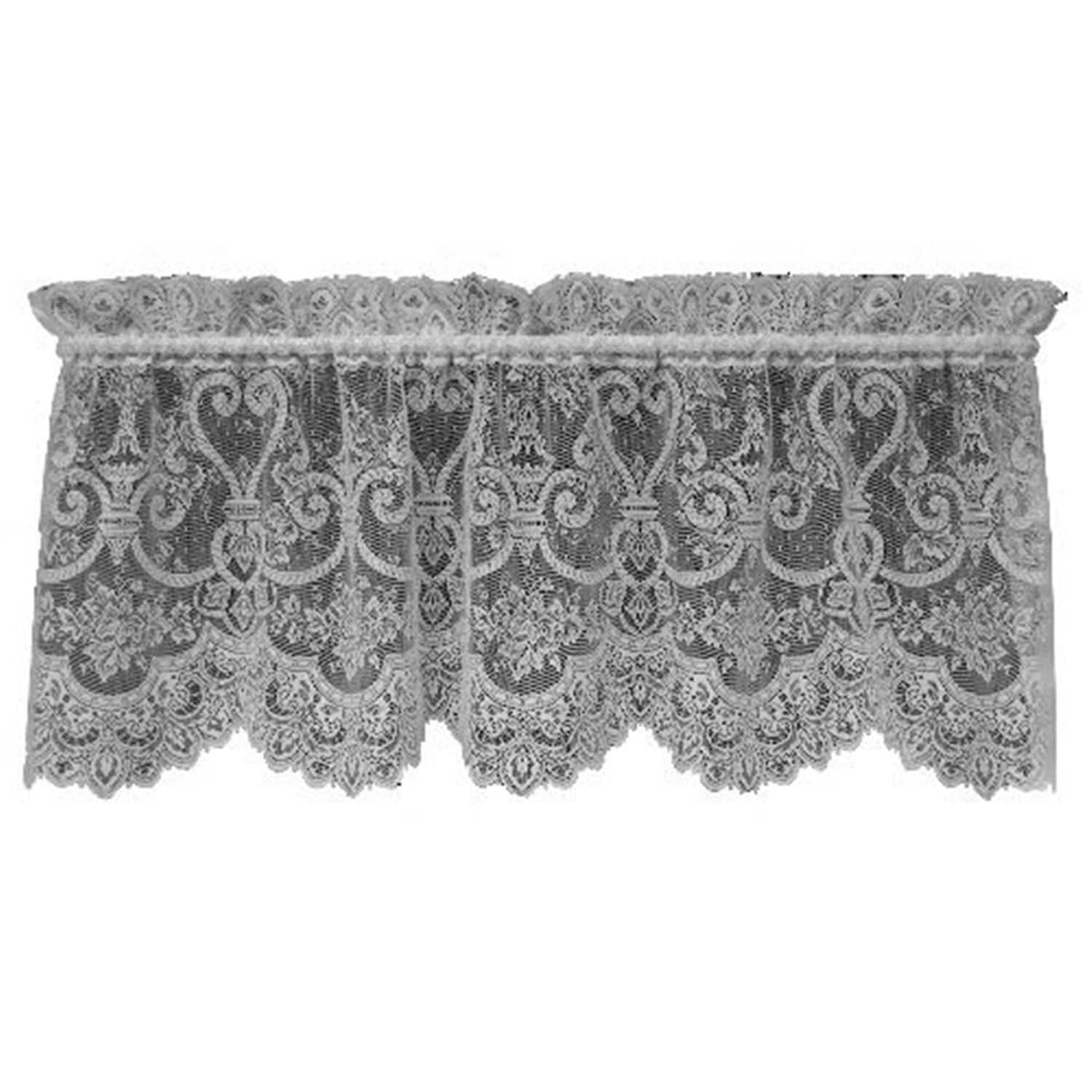 Ecru Lace Rod Pocket Valance with Ivy Leaves Design