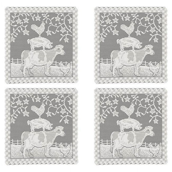 Heritage Lace FH-1414W-S 14 x 14 in. Farmhouse Doilies, White - Set of 4