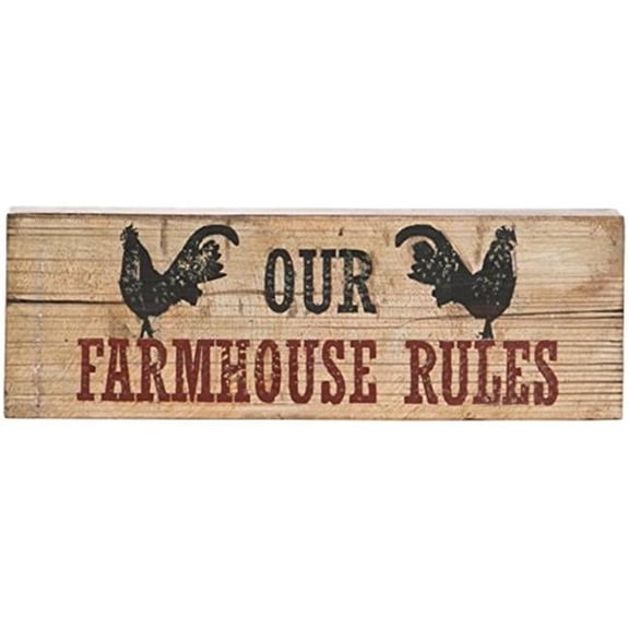 Heritage Lace Farmhouse Rules Wood Sign - 3 x 9 in.