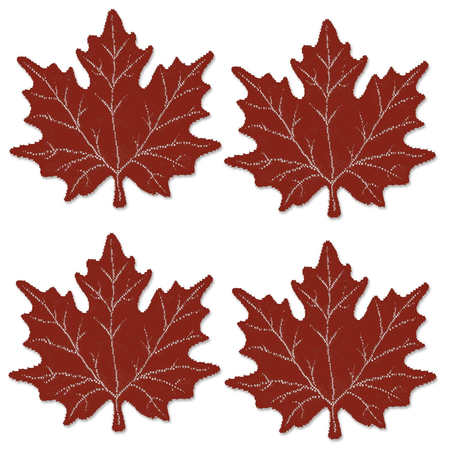 Dark Paprika Maple Leaf Fabric Placemats Set of 4