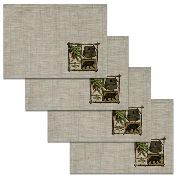 Heritage Lace LH1420NA-1-S 14 x 20 in. Lodge Hollow Placemat - Natural - Set of 4