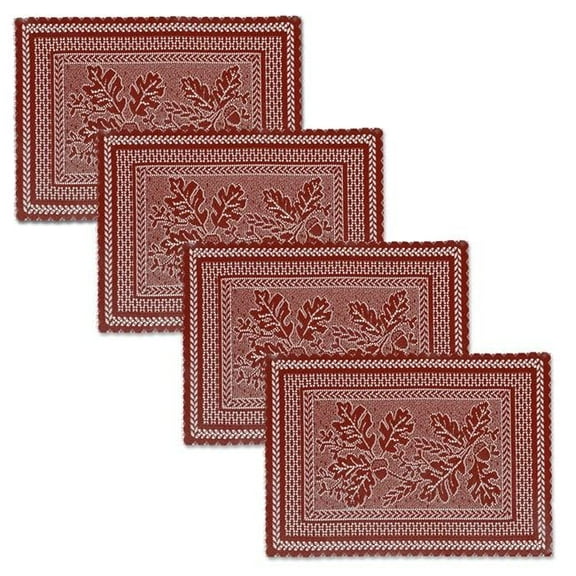 Heritage Lace OL-1420DP-S 14 x 20 in. Oak Leaf Placemats, Dark Paprika - Set of 4