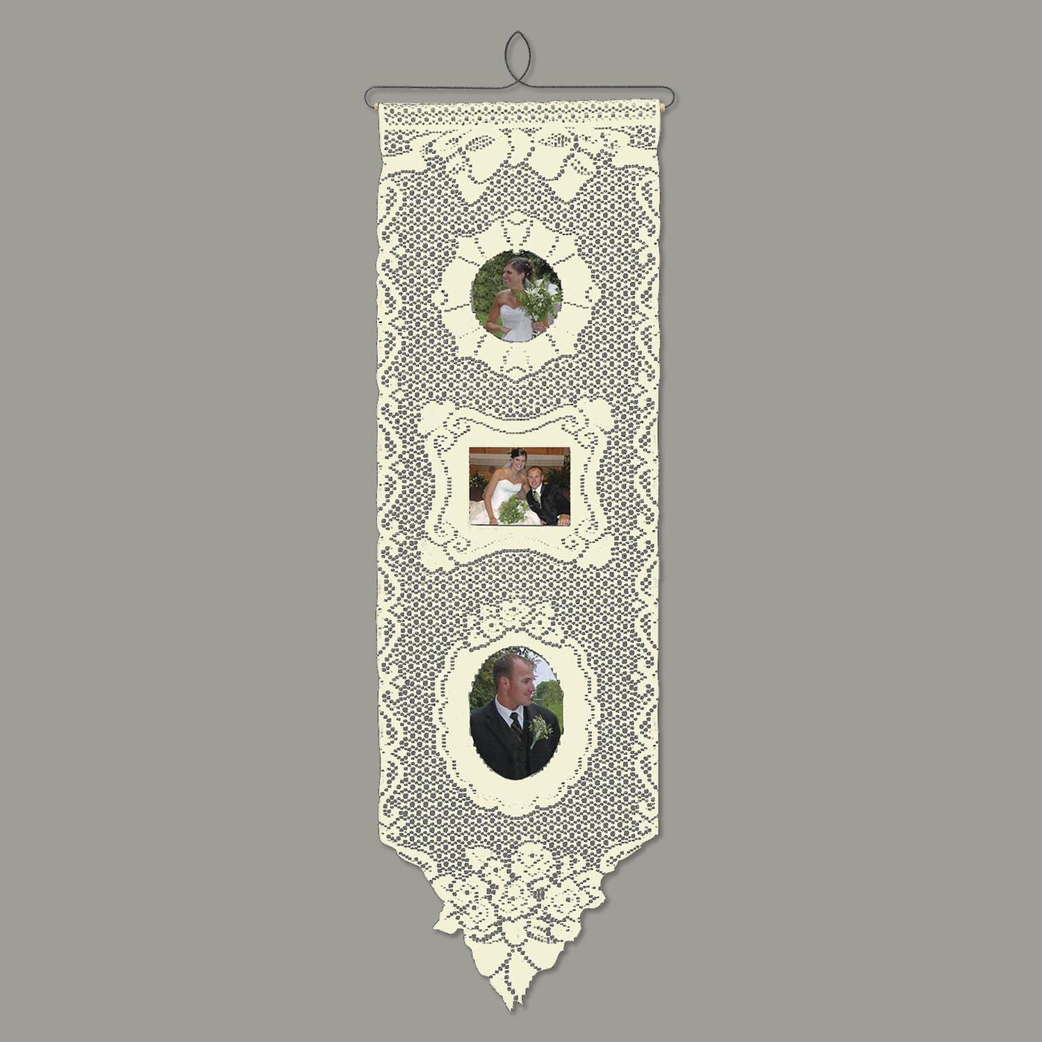 Ecru Lace Wall Hanging with Picture Frames