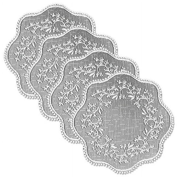 Heritage Lace Sheer Divine 12 in. Round Doily - White - Set of 4