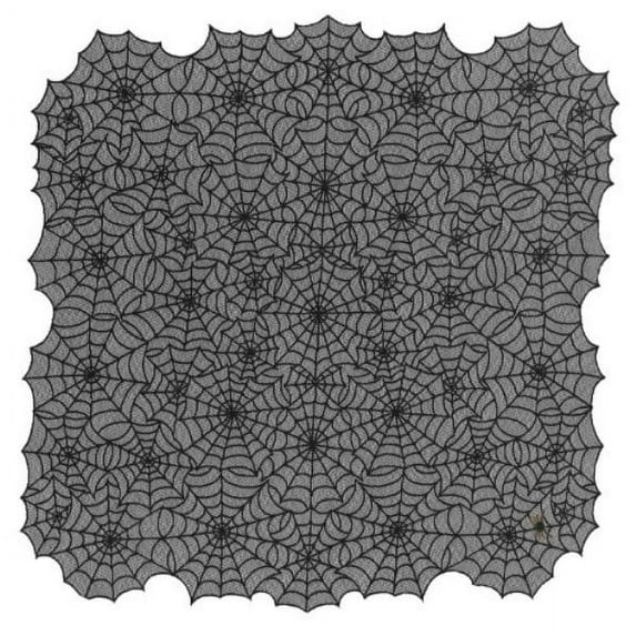 Heritage Lace Spider Web 60-Inch by 60-Inch Table Topper with Spider, Black