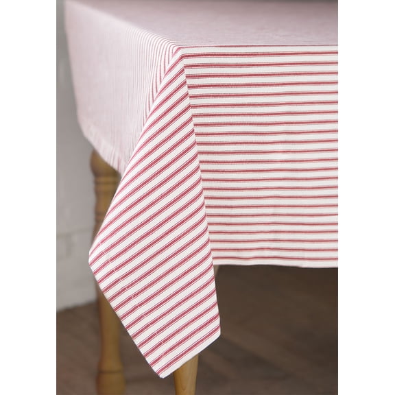 Heritage Lace TK-6060R 60 x 60 in. Ticking Square Tablecloth, Red & White