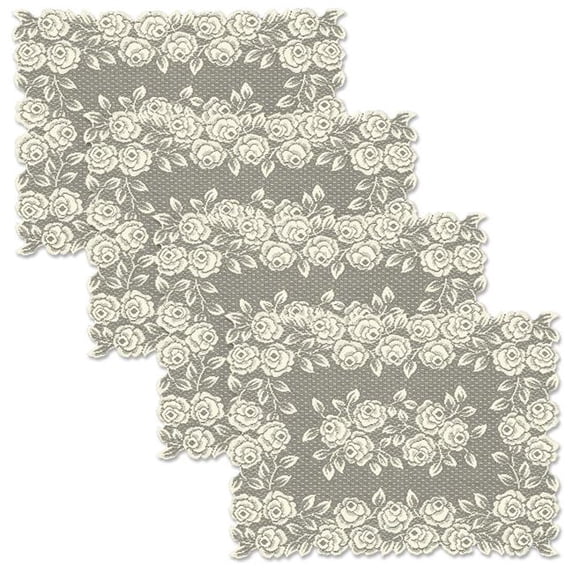 Heritage Lace TR-1420E-S 14 x 20 in. Tea Rose Placemat - Ecru - Set of 4