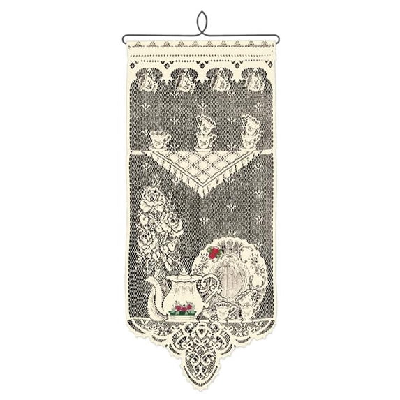 Heritage Lace WH05E-R Tea Time Wall Hanging Pattern with Roses, Ecru