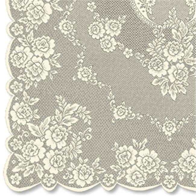 Victorian Rose White Rectangular Polyester Tablecloth, 60" x 108"