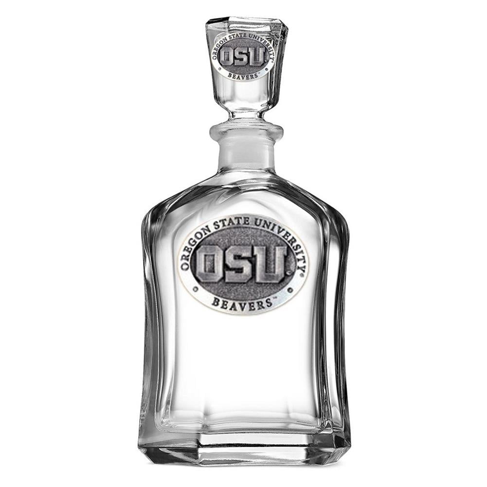 Heritage Metalwork Oregon State Beavers Decanter Whiskey Liquor Bottle