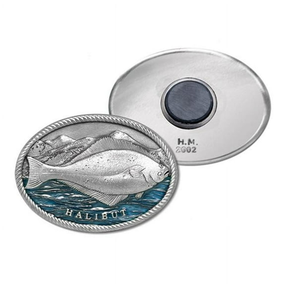 Heritage Metalworks MG4269 Pewter Medallion Halibut Magnet