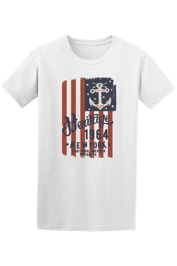 Heritage Nyc Vintage Usa Flag T-Shirt Men -Image by Shutterstock, Male Large