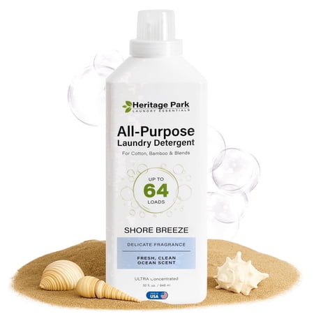Heritage Park Luxury Laundry Detergent | Dermatologist Tested Plant based Natural & Enzyme Laundry Detergent | Sensitive Skin Friendly - Shore Breeze (32 fl oz) price history and forecast - Heritage Park HP-APSB-32