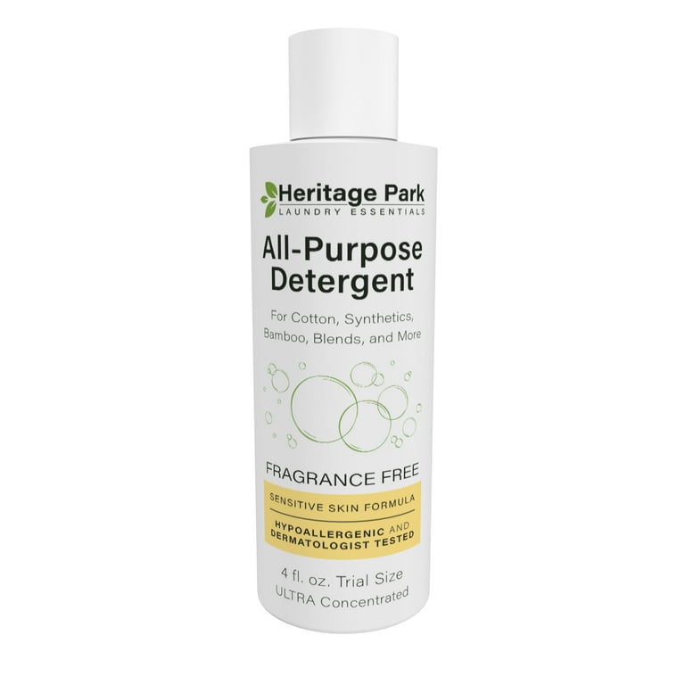 Heritage Park Fragrance Free All Purpose Luxury Laundry Detergent Hypoallergenic pH Neutral 4 fl oz Trial Size Sample