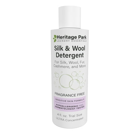 Heritage Park Fragrance Free Silk & Wool Laundry Detergent - Hypoallergenic, Dermatologist Tested, Enzyme Free - 4 fl oz Trial Sample