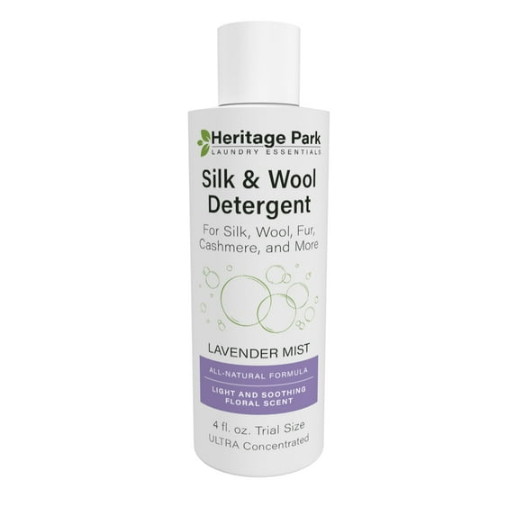 Heritage Park Silk & Wool Laundry Detergent - All Natural Lavender Scent - pH Neutral, Enzyme Free Formula - 4 fl oz Trial Size Sample