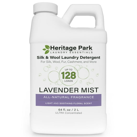 Heritage Park Silk & Wool Luxury Laundry Detergent - All Natural Lavender Scent - pH Neutral, Enzyme Free Formula - 64 fl oz