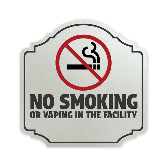 Heritage Plus No Smoking or Vaping in The Facility Wall or Door Sign | Business Hygiene and Safety Sign | Stylish Design - Small