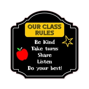 Heritage Plus Our Class Rules Be Kind Take Turns Share Listen Do Your Best! Wall or Door Sign | School Signage - Small