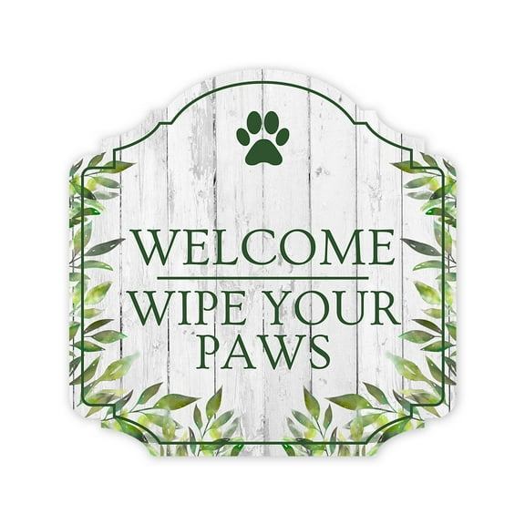 Heritage Plus Welcome Wipe Your Paws Wall or Door Sign | Home Entrance Decoration - Large