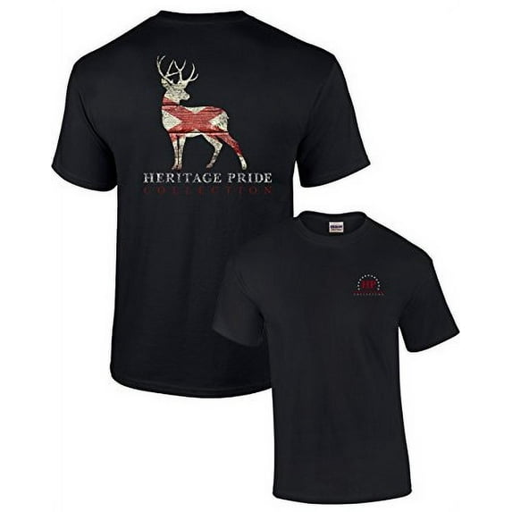 Heritage Pride Alabama Deer Buck Antlers Hunting Southern American Patriotic Men's Short Sleeve T-shirt-Black-Medium