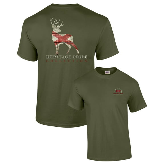 Heritage Pride Alabama Deer Buck Antlers Hunting Southern American Patriotic Men's Short Sleeve T-shirt-Military-XXL