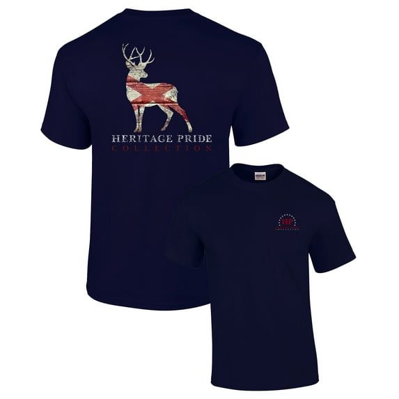 Heritage Pride Alabama Deer Buck Antlers Hunting Southern American Patriotic Men's Short Sleeve T-shirt-Navy-XL