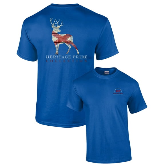 Heritage Pride Alabama Deer Buck Antlers Hunting Southern American Patriotic Men's Short Sleeve T-shirt-Royal-XXXL