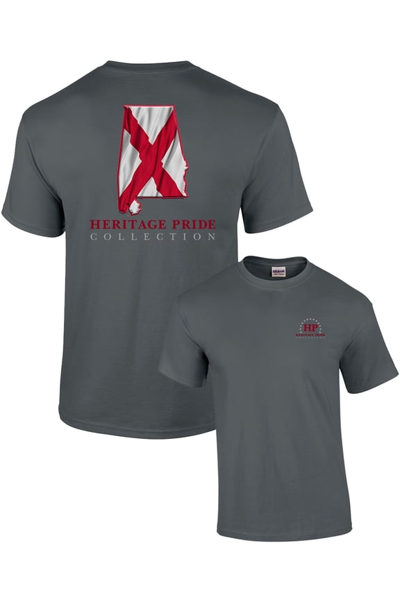 Heritage Pride Alabama State Patriotic Southern American Men's Short Sleeve T-shirt-Charcoal-Large