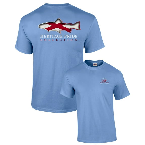 Heritage Pride Alabama Trout Patriotic Adult Short Sleeve T-shirt-Carolina-Large