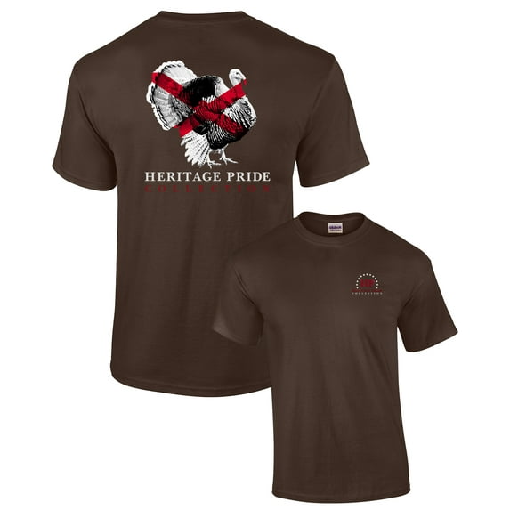 Heritage Pride Alabama Turkey Patriotic Adult Short Sleeve T-shirt-Brown-XXL