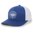 thumbnail image 1 of Heritage Pride Always Take The Scenic Route Mountain Compass Mens Embroidered Mesh Back Trucker Hat Baseball Cap, Royal/White, 1 of 1