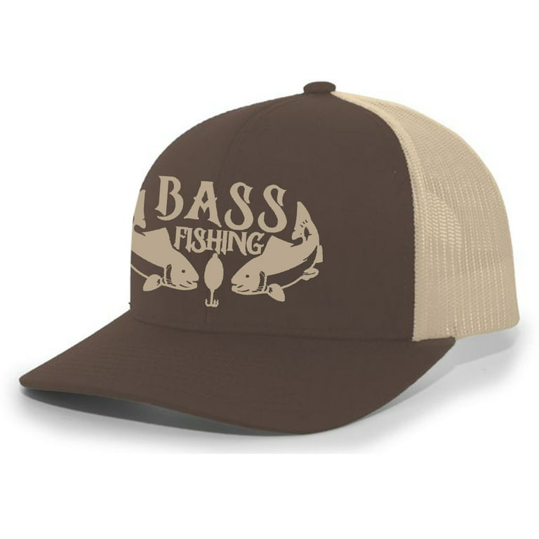 Heritage Pride Bass Fishing Mens Embroidered Mesh Back Trucker Hat,  Brown/Khaki