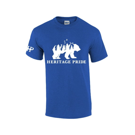 Heritage Pride Bear Mountain Forest Scenic Collection Men's Short Sleeve T-shirt Graphic Tee-Antique Royal-medium