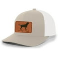 thumbnail image 1 of Heritage Pride Canine Collection Labrador Retriever Duck Hunting Dog Mens Engraved Leather Patch Mesh Back Trucker Hat, Khaki/White, 1 of 4