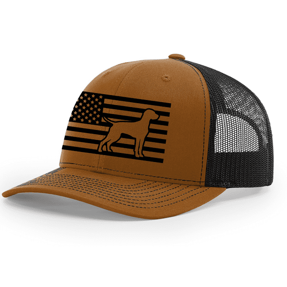 Heritage Pride Canine Collection Vizsla American Flag Embroidered Mesh Back Trucker Hat, Caramel/Black