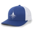 thumbnail image 1 of Heritage Pride Compass and Pine Tree Nature Mens Embroidered Mesh Back Trucker Hat Baseball Cap, Royal/White, 1 of 4