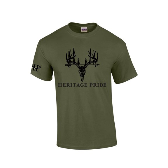 Heritage Pride Deer Head Skeleton Arrow Outdoors Men's Short Sleeve T-shirt Graphic Tee-Military-4xl