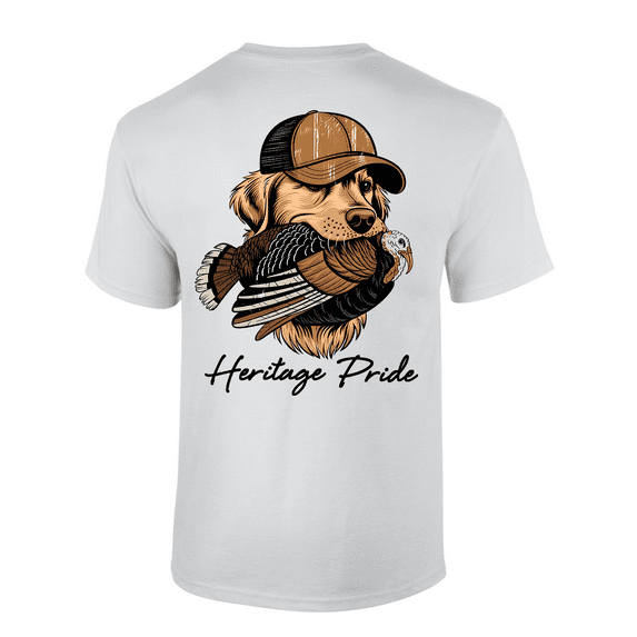 Heritage Pride Dog With Hat Holding A Turkey In Mouth Mens Short-Sleeve T-Shirt-White-medium