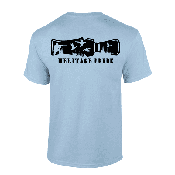 Heritage Pride Duck Call Hunting FIshing Outdoors Short Sleeve T-shirt-Light Blue-medium
