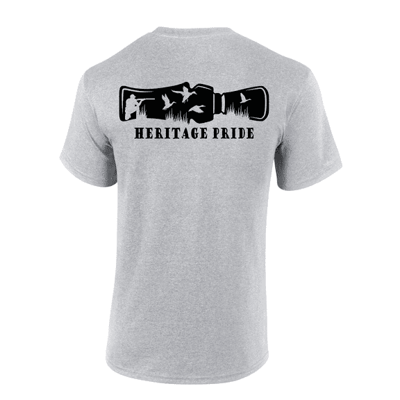 Heritage Pride Duck Call Hunting FIshing Outdoors Short Sleeve T-shirt-Sports Grey-medium